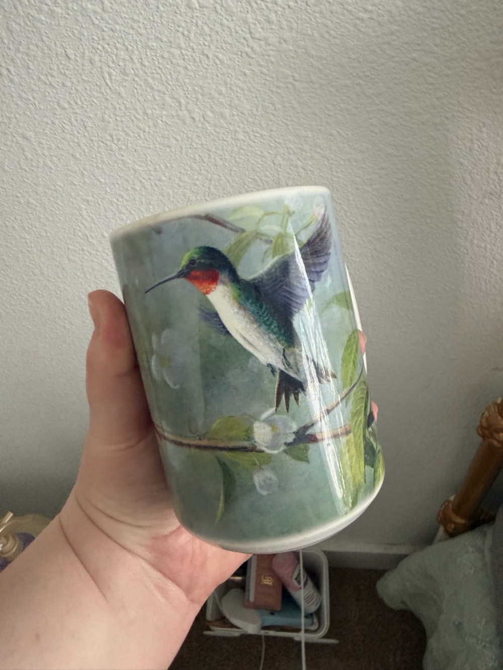 Green Hummingbird Ceramic Mug - Floral Drinkware